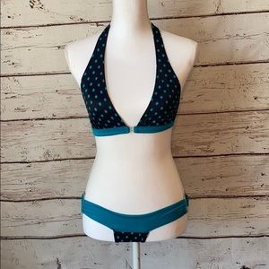 Black & Teal Bikini with Cheeky Bottoms Small